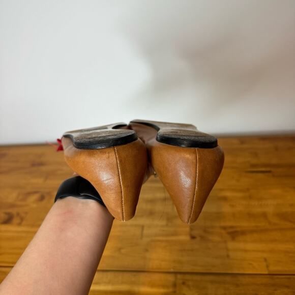 Isabel Marant Tan Leather Red Ribbon Tie Pointed Toe Flats Size 41 - Picture 5 of 6